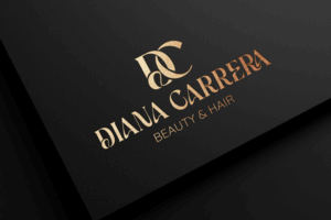 Diana Carrera Beauty & Hair Goldenes Logo auf schwarzem Papier