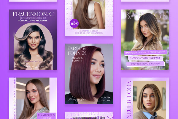 Social Media Post-Grafiken im 3:4 Format für die Frauentagskampagne von Punto Latino